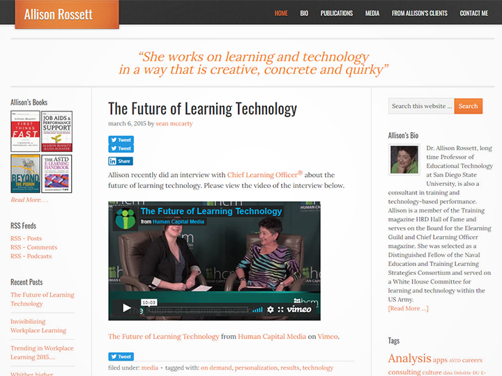 Screenshot of allisonrossett.com