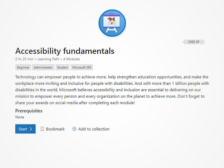 Screenshot of MS Learn Module